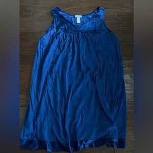 Vintage Vanity Fair Blue Full Slip 1X Plus Size 100% Nylon Lace Accents Women's